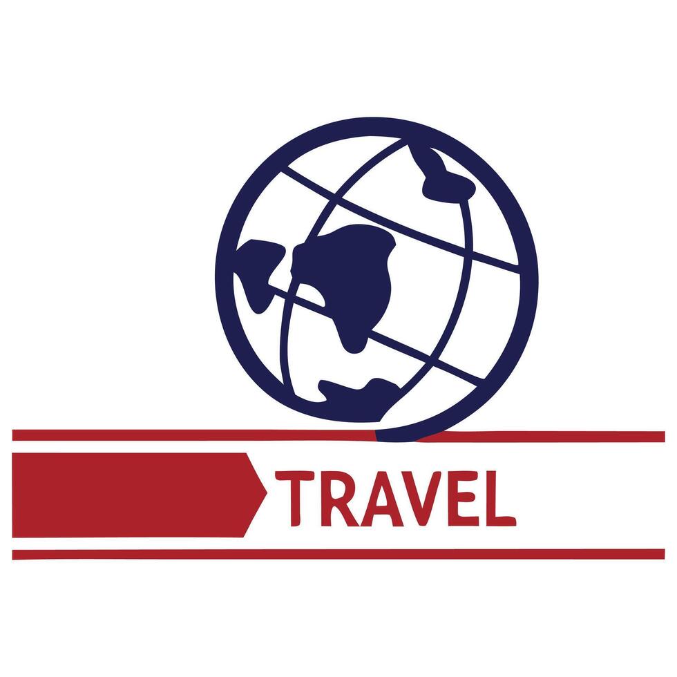 Travel logo with a globe and arrow. vector