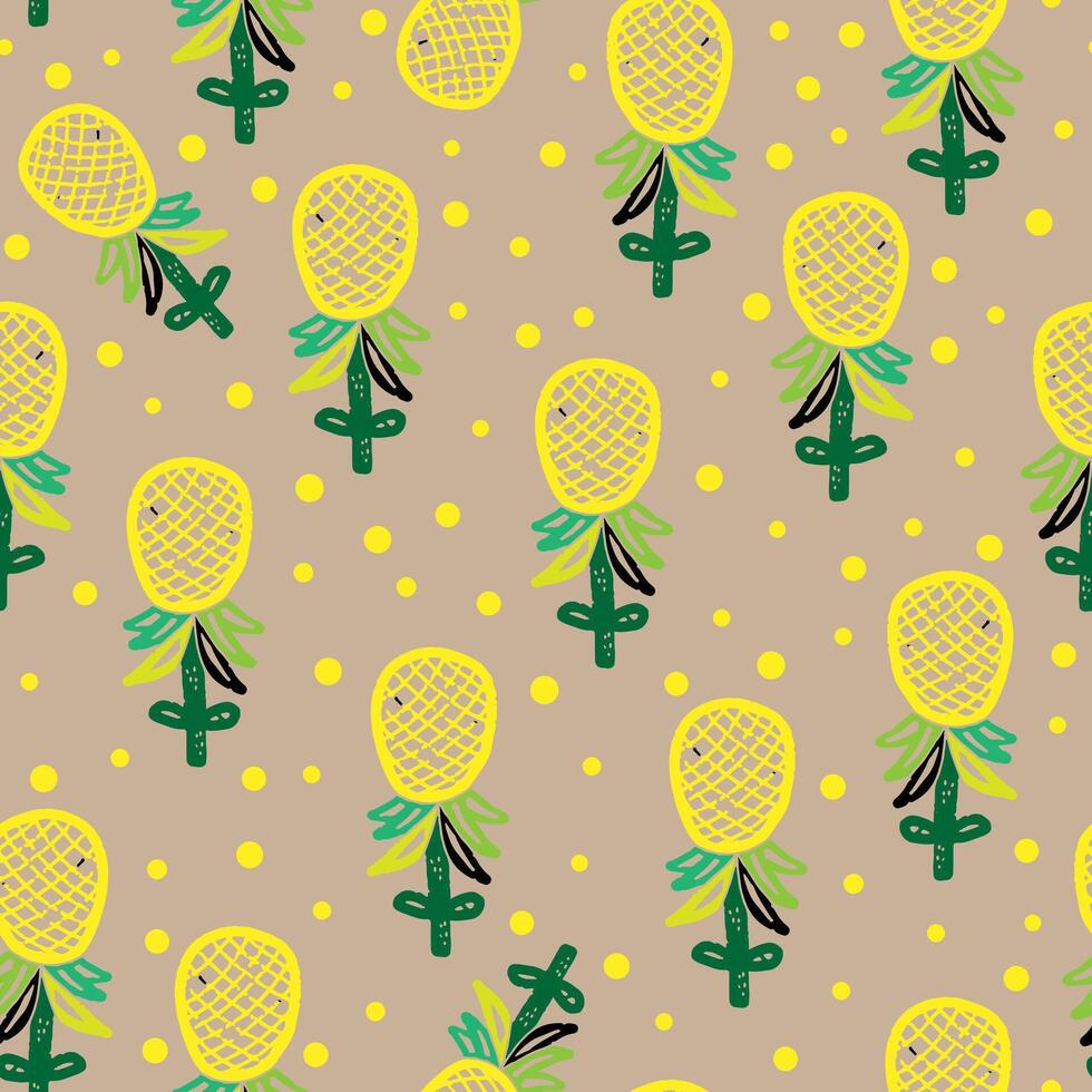 a pattern with yellow and green flowers on it vector