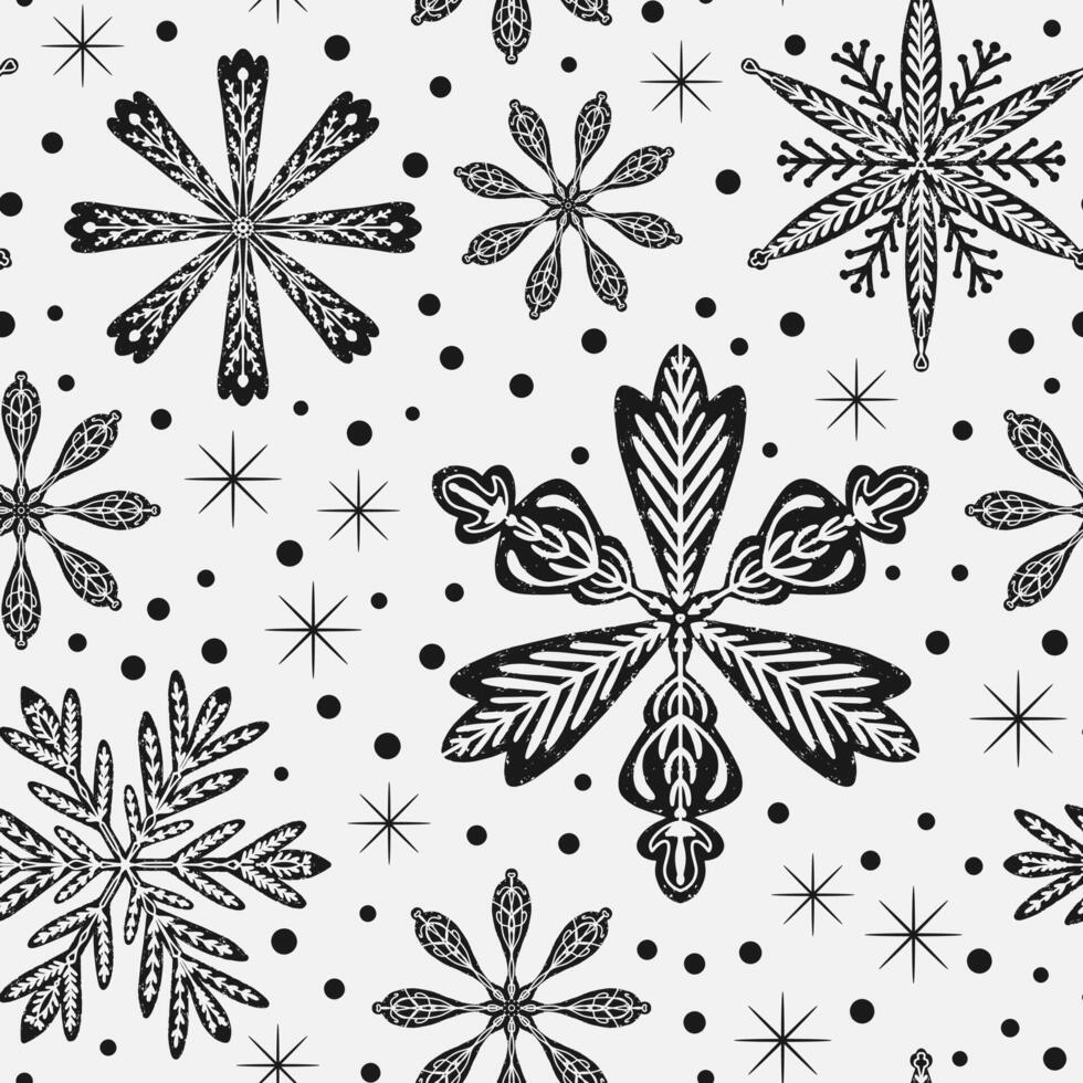 a black and white snowflake pattern with polka dots vector