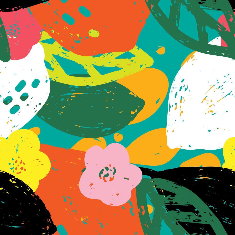 a colorful pattern with various fruits and leaves vector