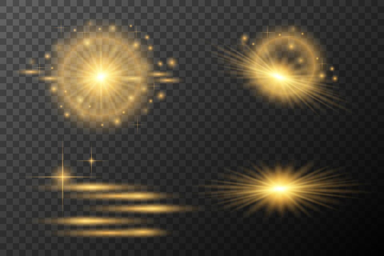 golden light rays, stars vector