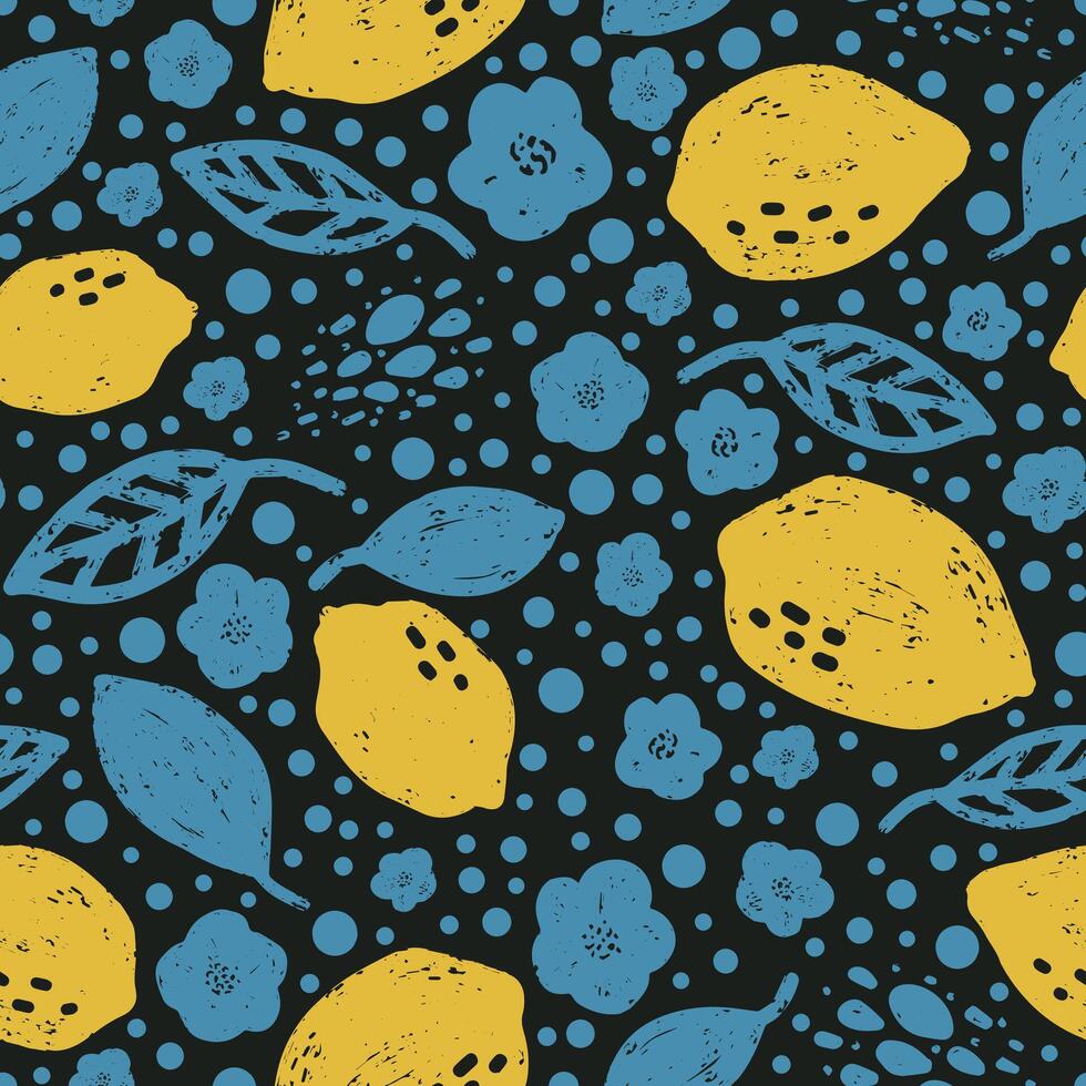 lemon and blue fabric vector