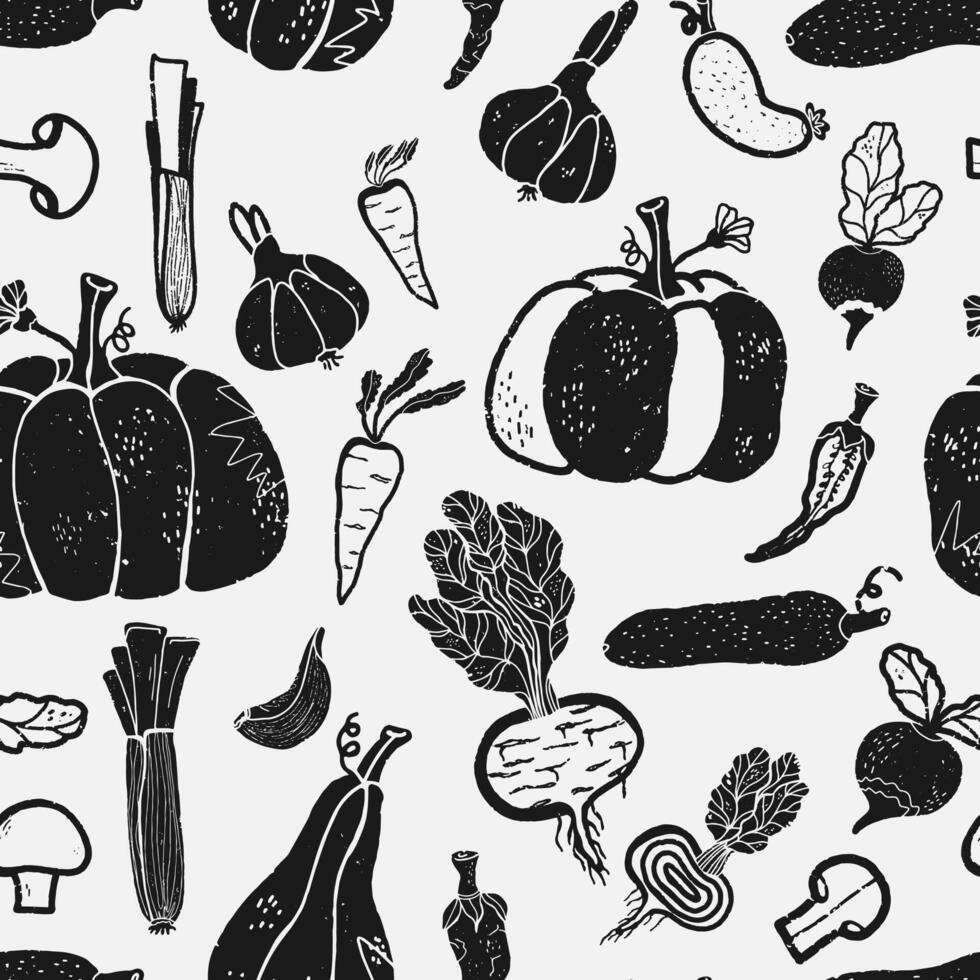 seamless pattern with vegetables and fruits vector