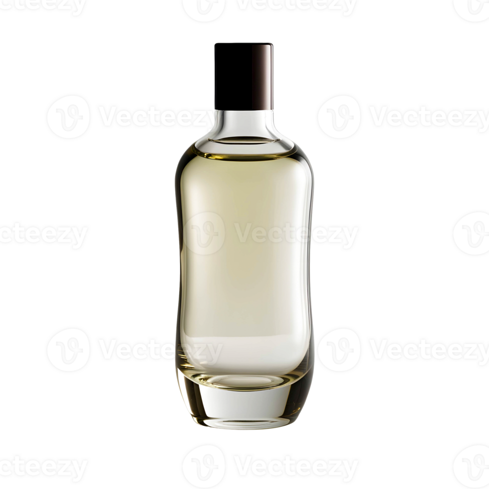 a bottle of alcohol with a black cap on it. png