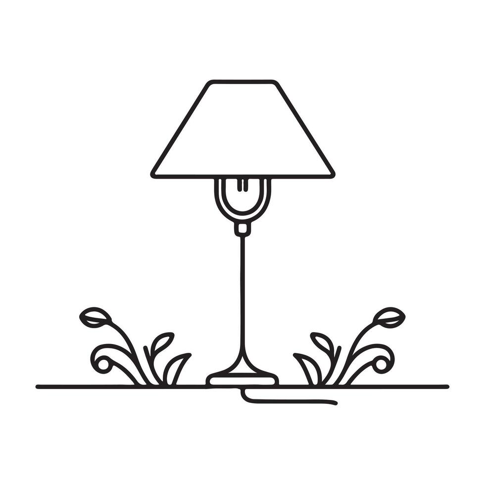 single one line lamp silhouette on white background vector