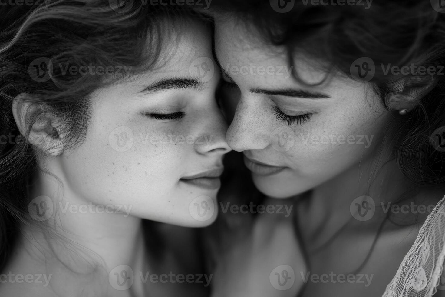 Two young women sharing an intimate moment of affection photo