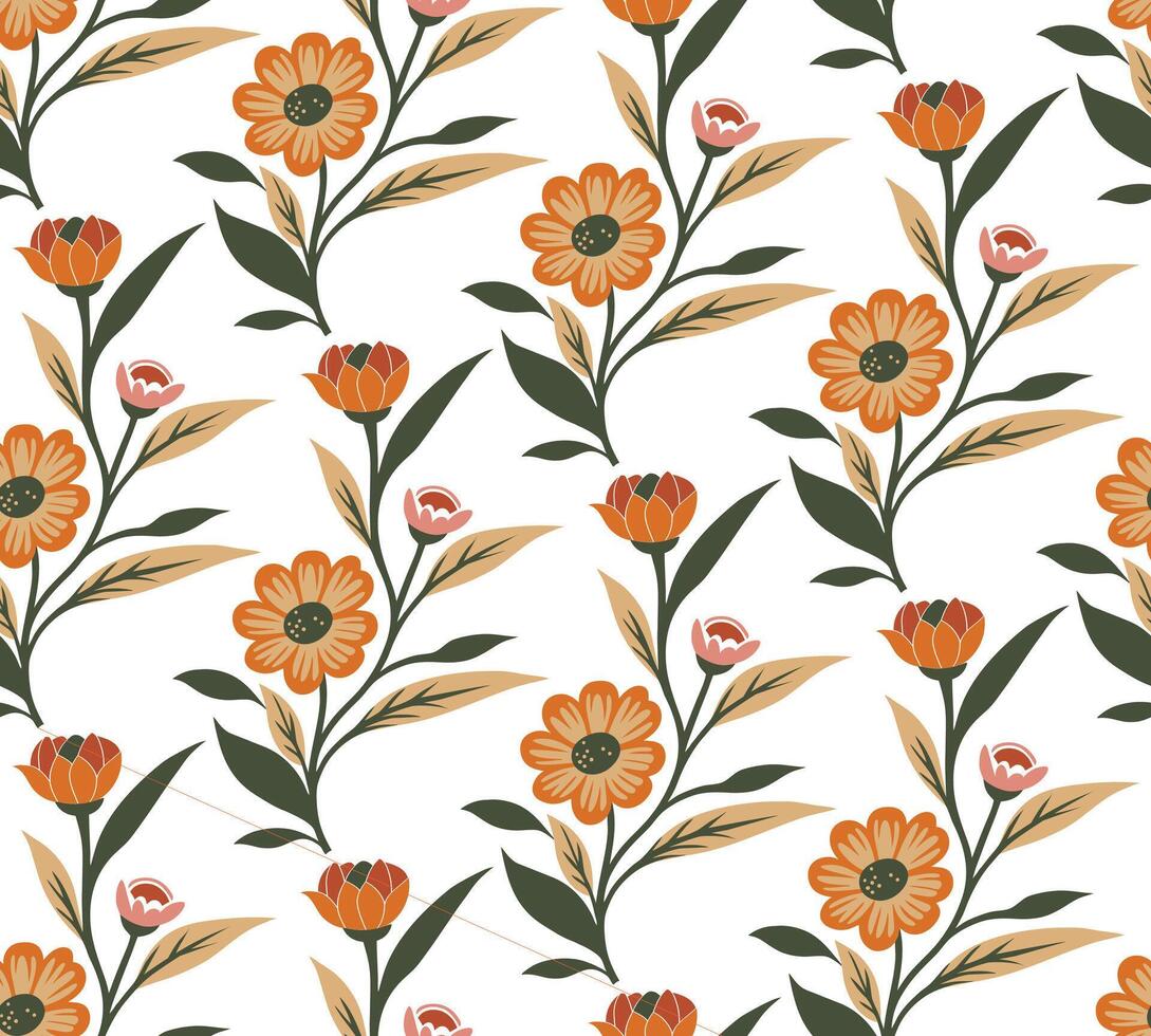flowers abstract art. seamless pattern for decorating all fashion designs, fabrics, wallpapers and prints. on a white background vector