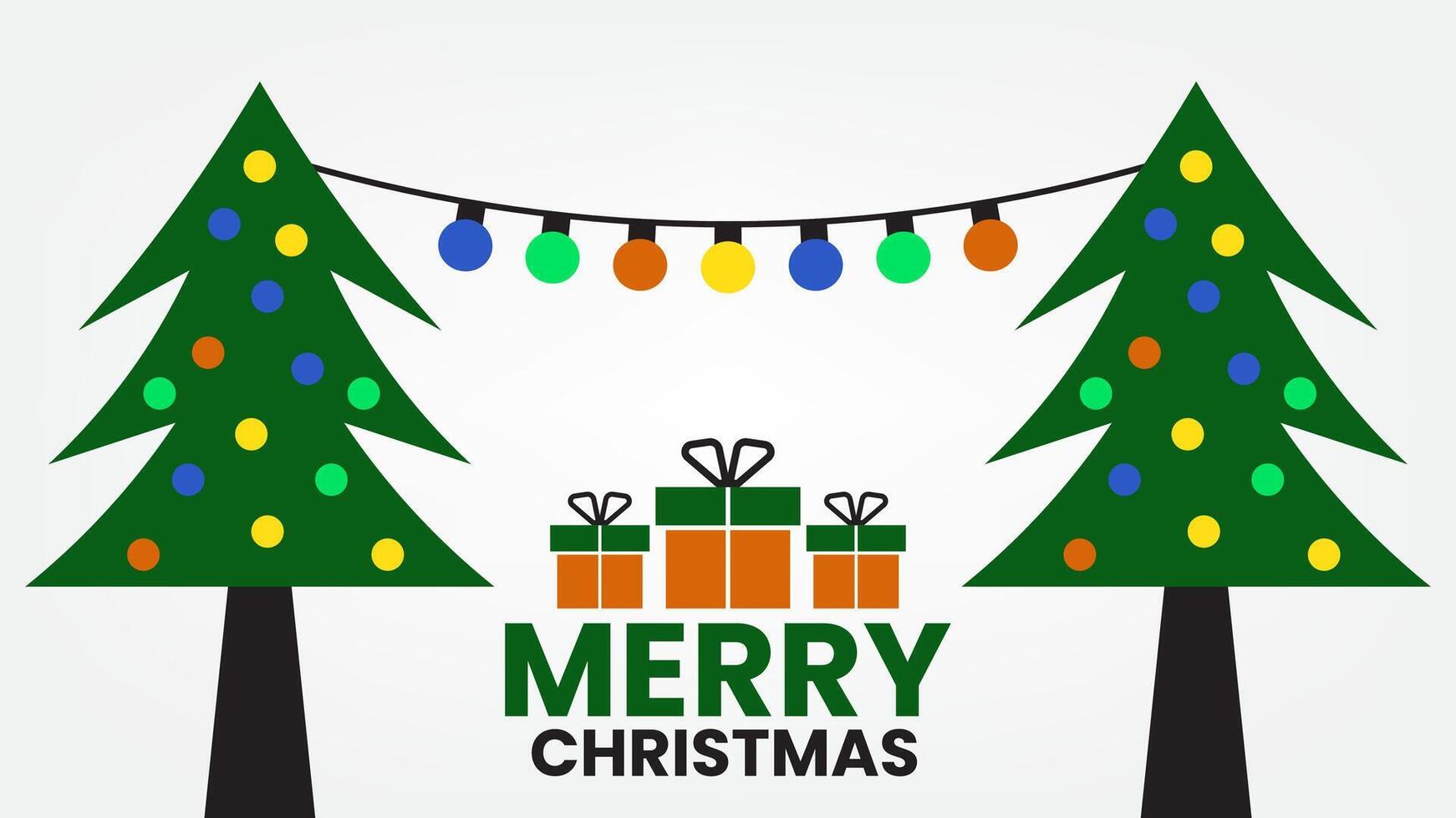 Merry christmas greeting card with christmas tree decoration. vector