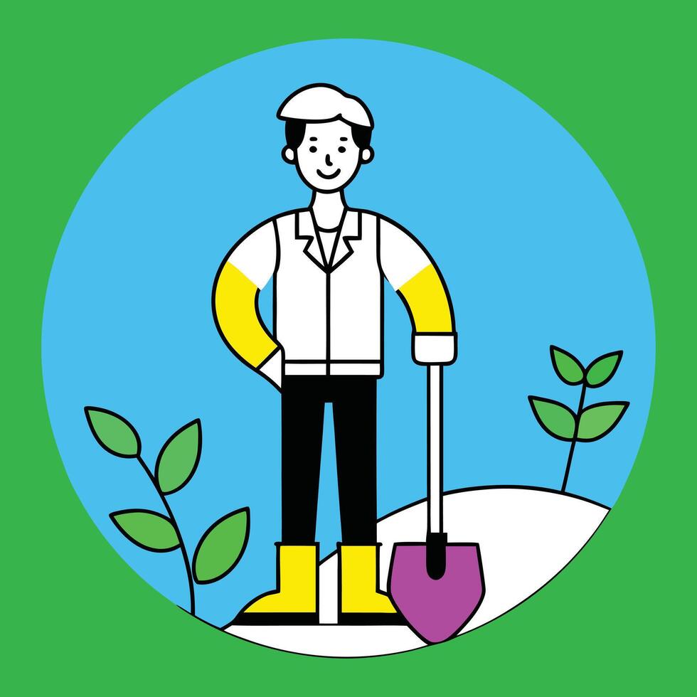Get a cheerful cartoon man illustration, perfect for friendly, lighthearted, and positive designs. vector