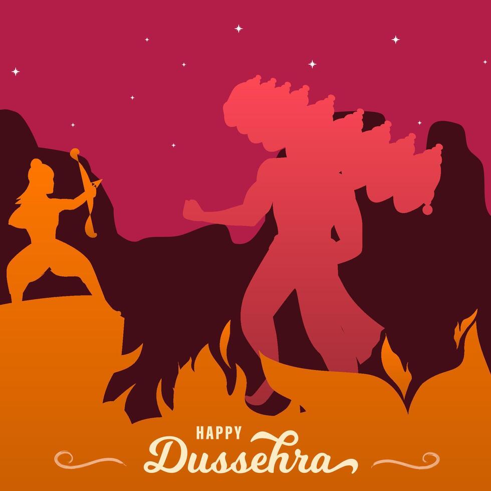 Dussehra Background with Burning Ravana vector