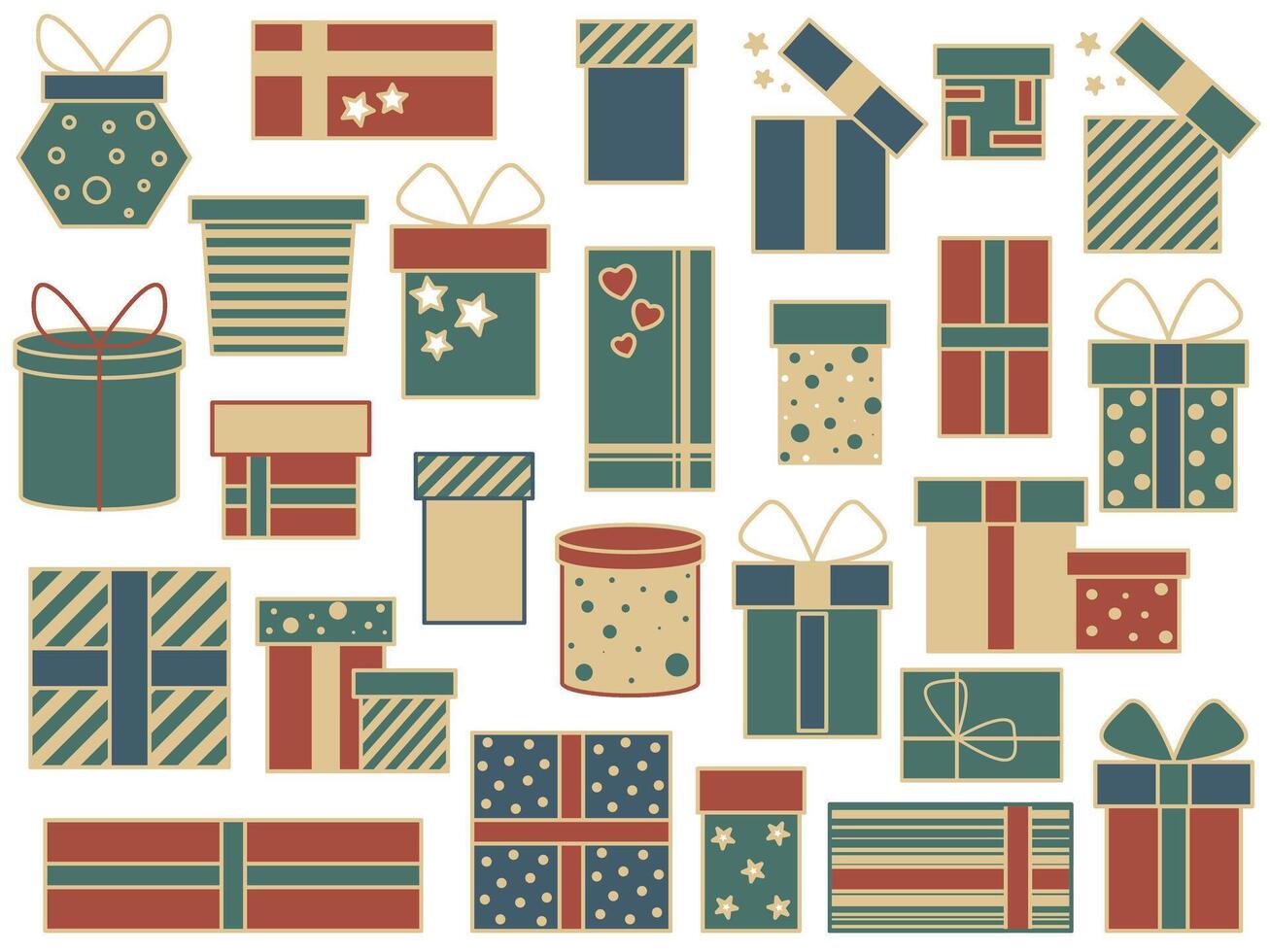 Gifts boxes set graphics, clip art vector