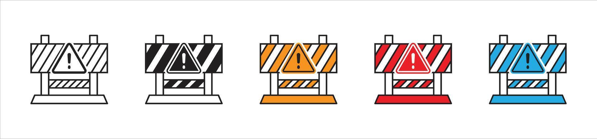 road barrier icon set. guardrail, under construction icon vector