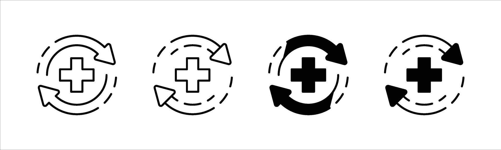 health recovery icon set symbol sign vector