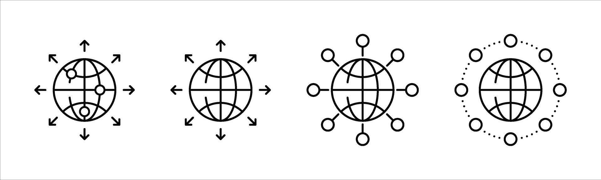 global network icon set. global connections, expansion icon vector