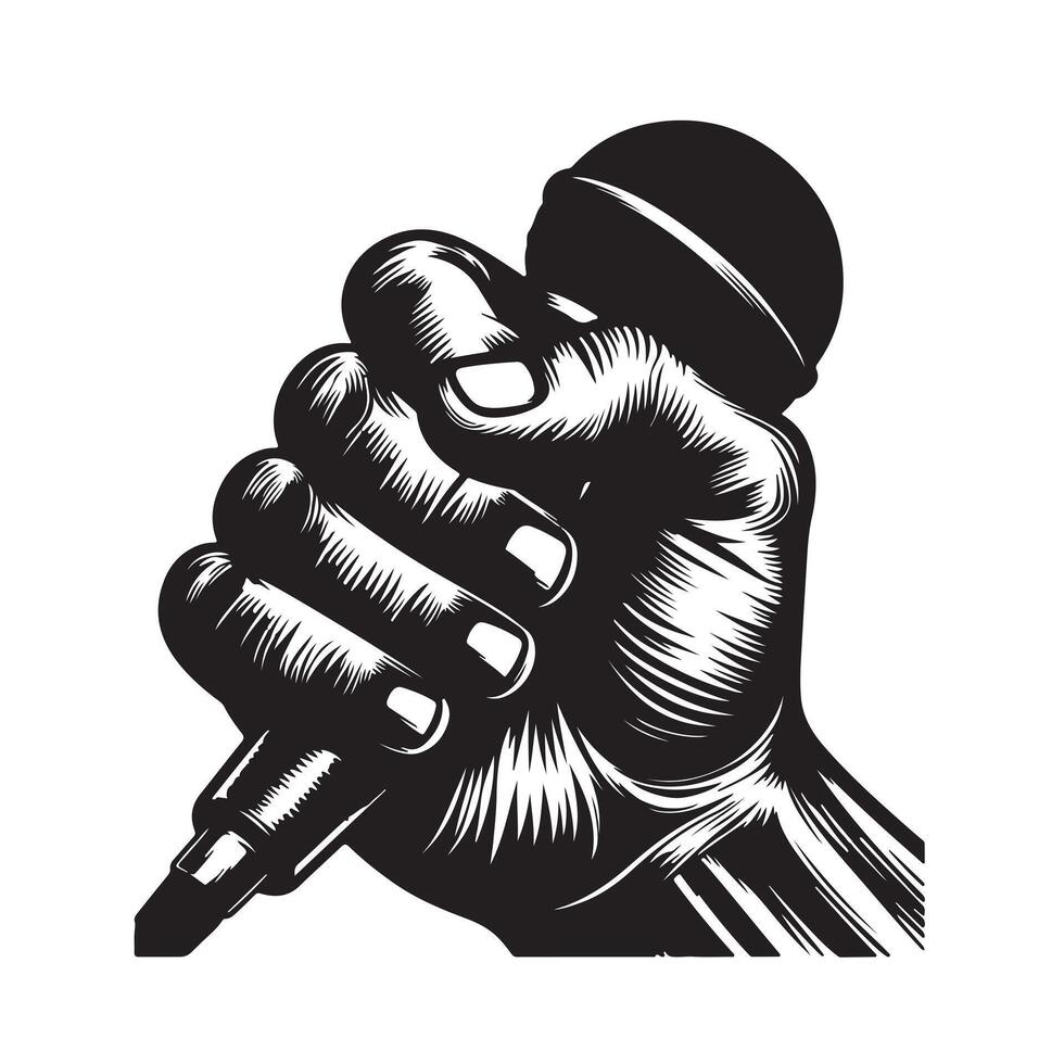 hand gripping a microphone vector