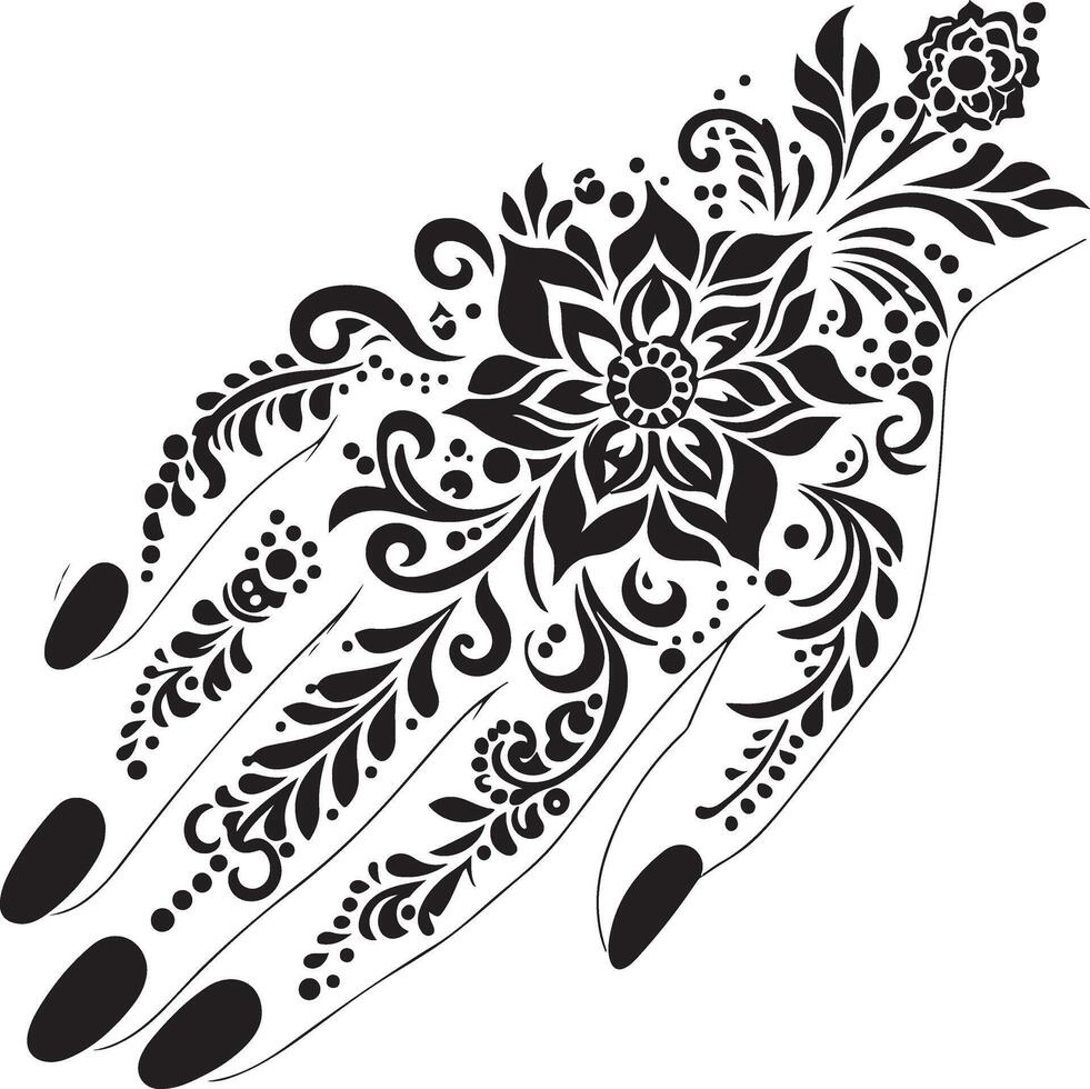 floral Hanna mehndi design vector