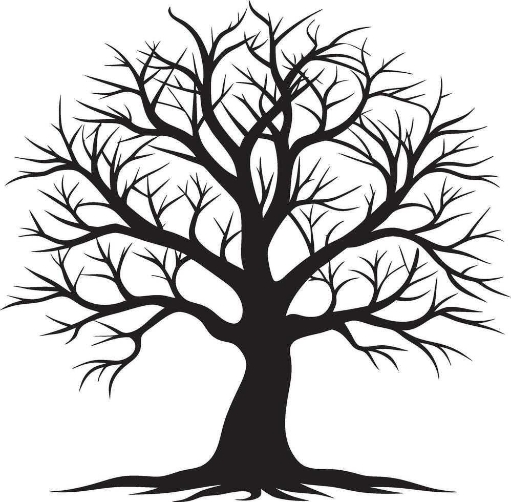 Mystical Dead Tree Silhouette with Detailed Branches vector