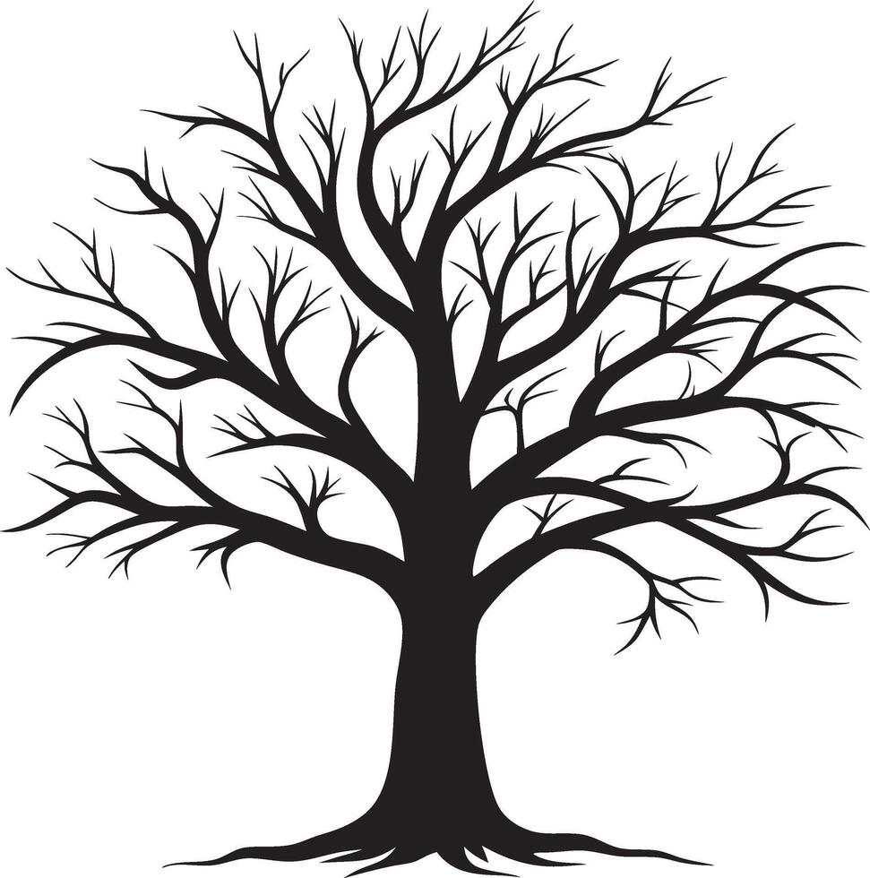 Simple Black Tree Outline with No Leaves vector