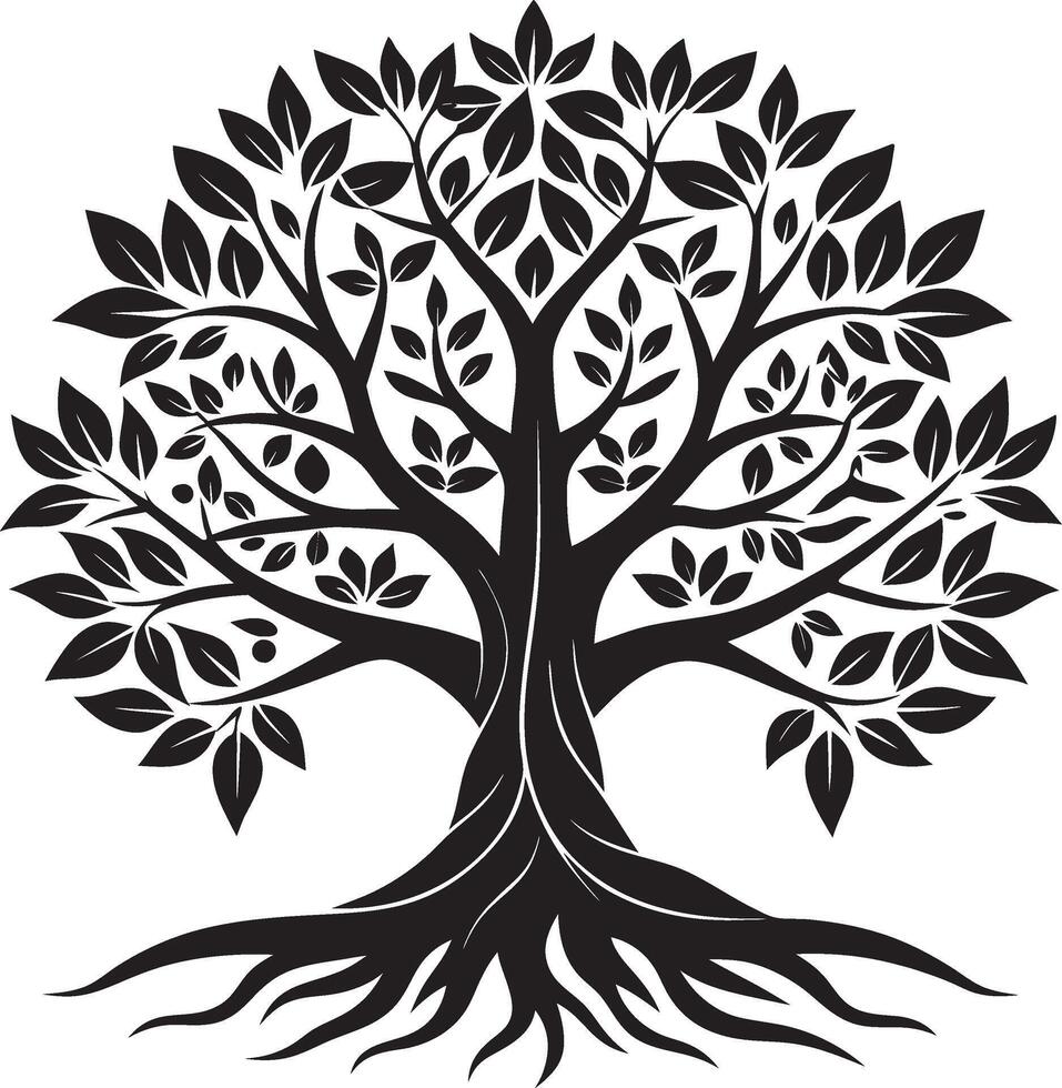 Symbolic Tree of Life Illustration with Elegant Leaf Patterns vector