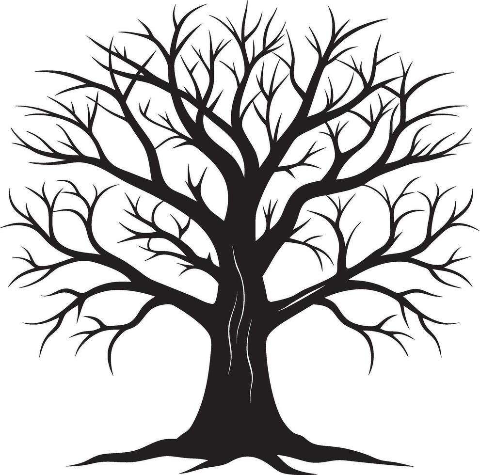 Eerie Tree Silhouette with Dark, Leafless Branches vector