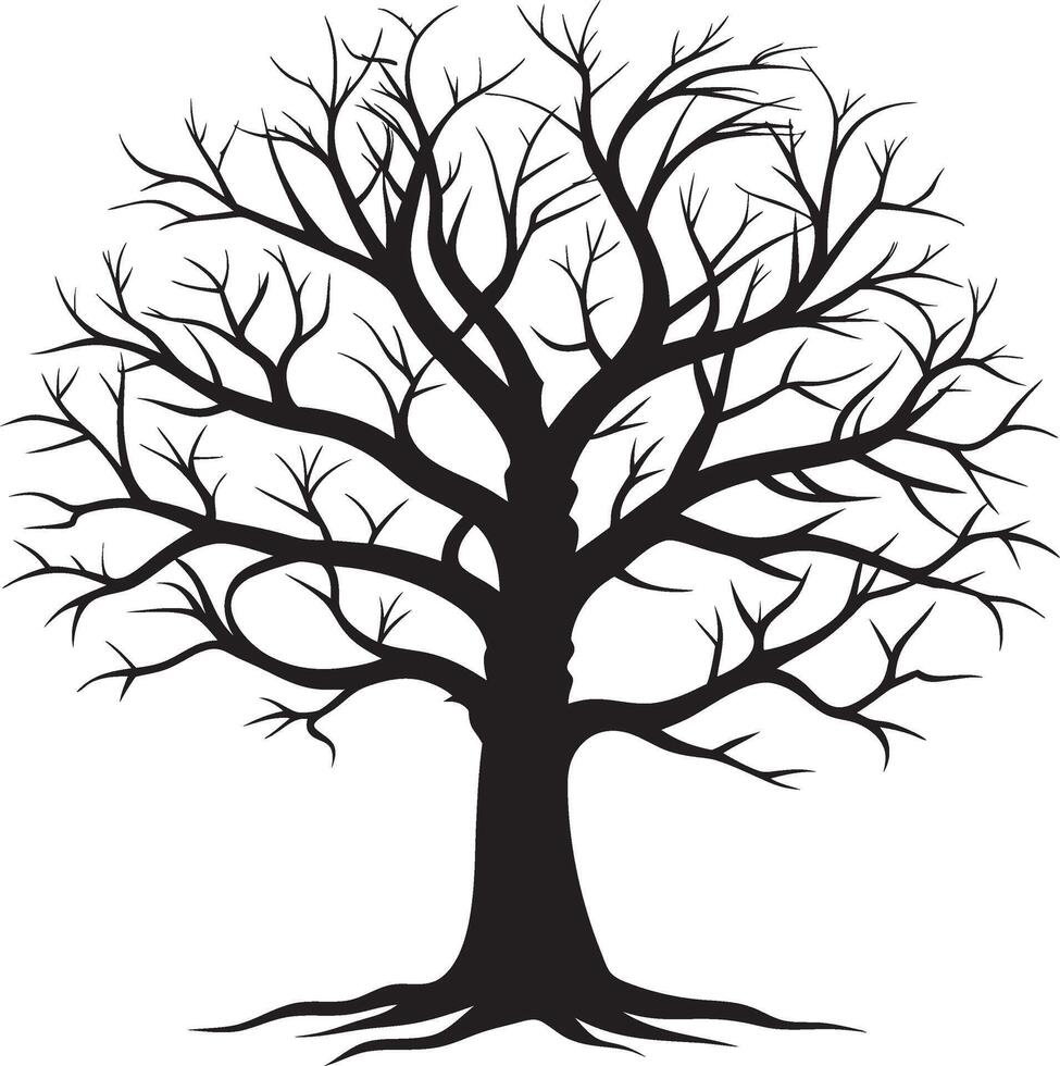 Minimalist Tree Outline with Bold Branch Patterns vector