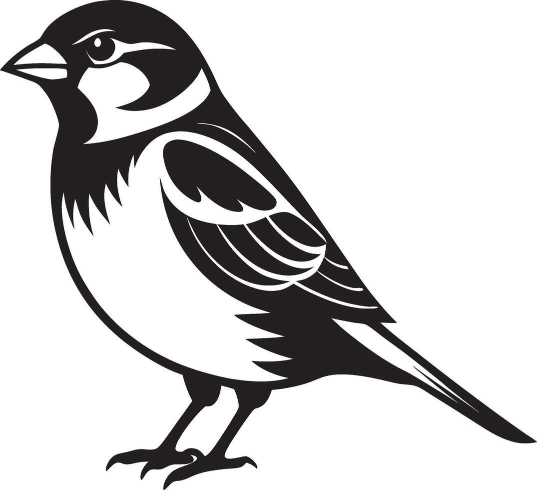 Black and White Sparrow Design for Graphic Projects vector