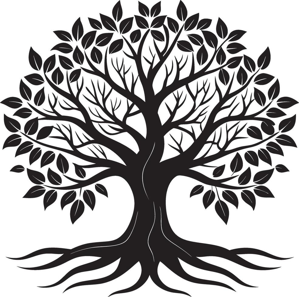 Artistic Tree Design with Intricate Details and Rounded Shape vector
