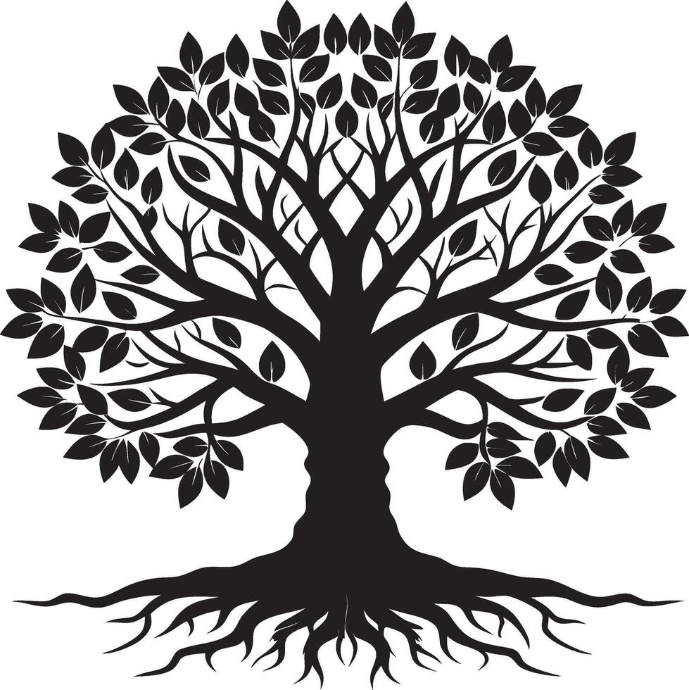 Timeless Tree of Life Artwork with Organic Branches and Leaves vector