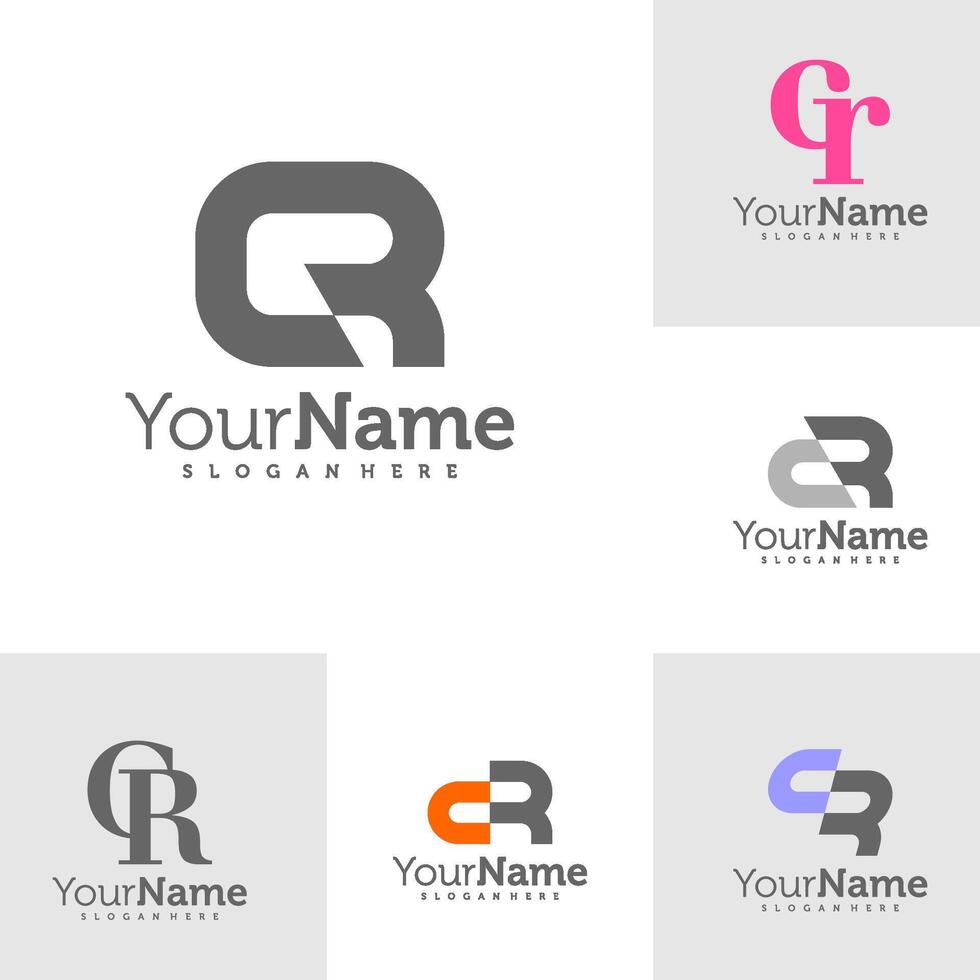 Set of Modern letter CR logo design . Creative CR logo concepts template vector
