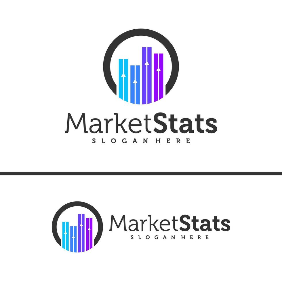 Chart stats logo template. Market success design. Growth graph illustration vector