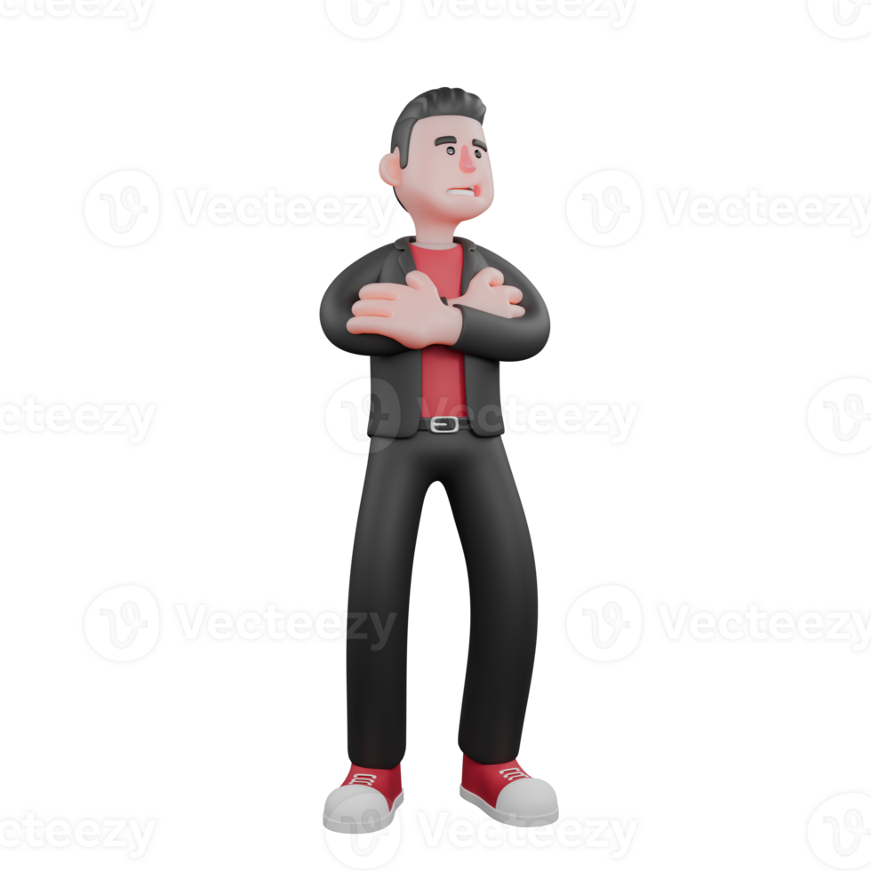 Dance Star Choreographer Model. A male choreographer stands with both hands on his chest. 3D Cartoon Character png