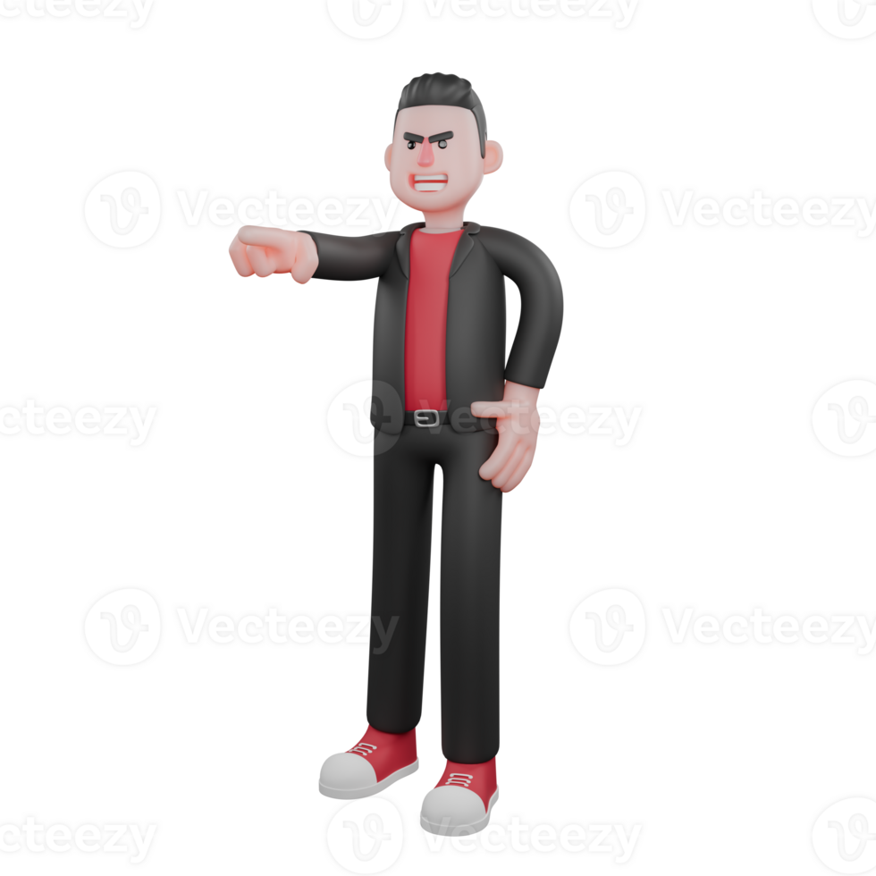 Choreographer Dance Creator 3D. A male choreographer stands with one hand on his waist, the other hand pointing. Cartoon Performer png