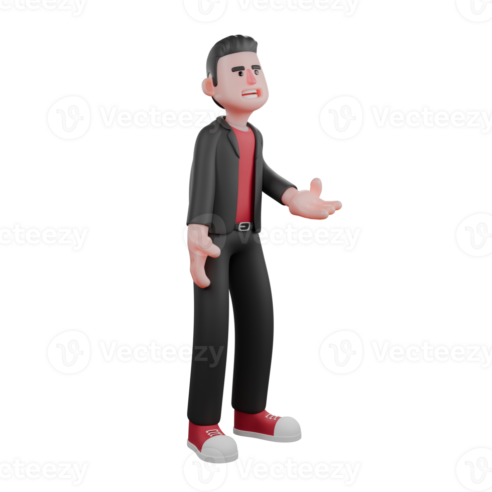 Animated Dance Choreographer Character. A male choreographer stands facing left with his left hand extended. 3D Design png