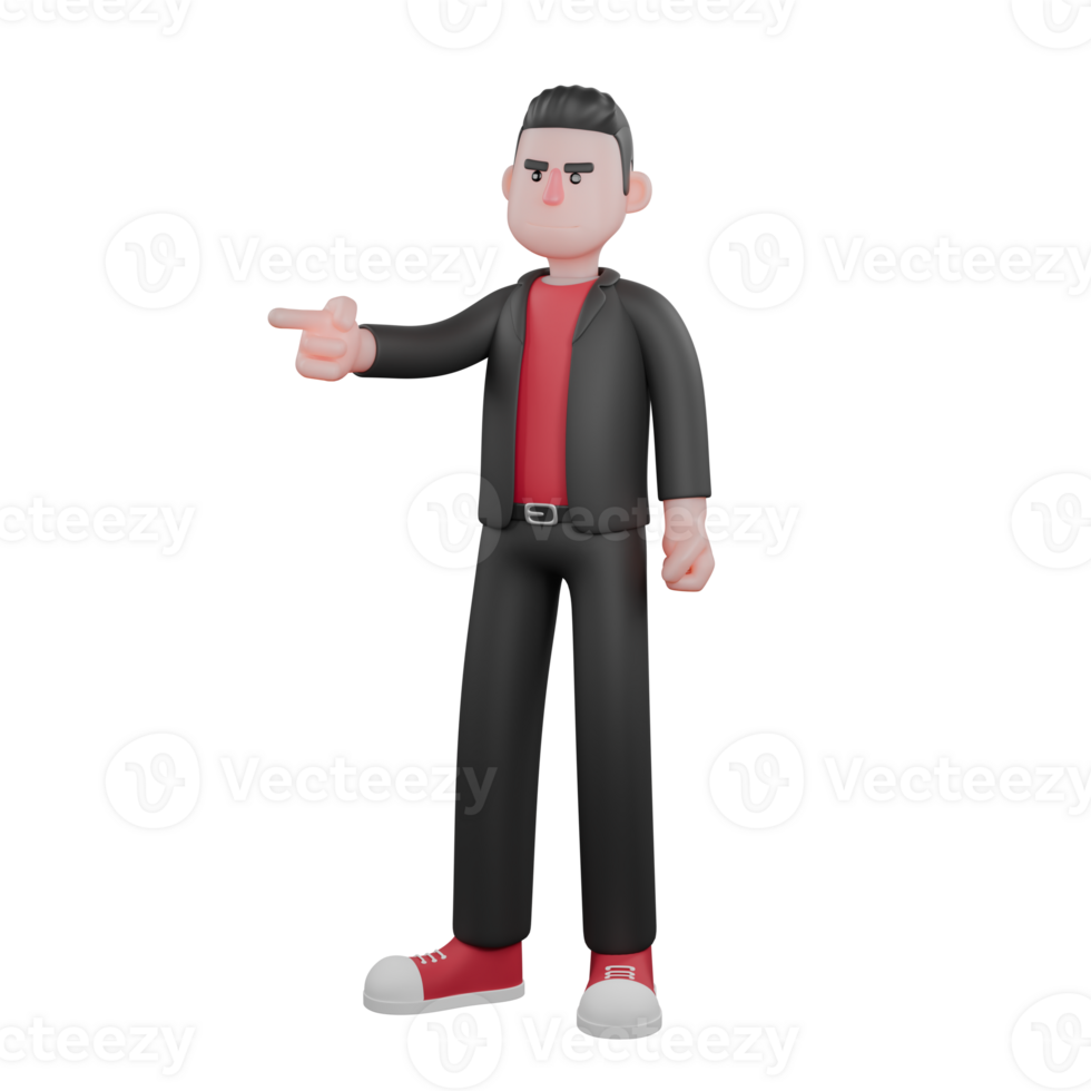 Choreographer in 3D Cartoon Style. A male choreographer stands with one hand pointing with a stern expression. Dance Performer png