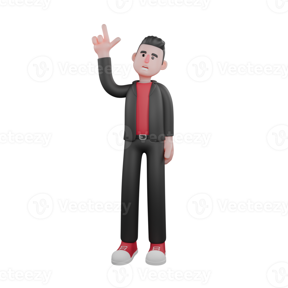 3D Cartoon Choreographer Model. A male choreographer stands with one hand pointing upwards. Dance Artist png