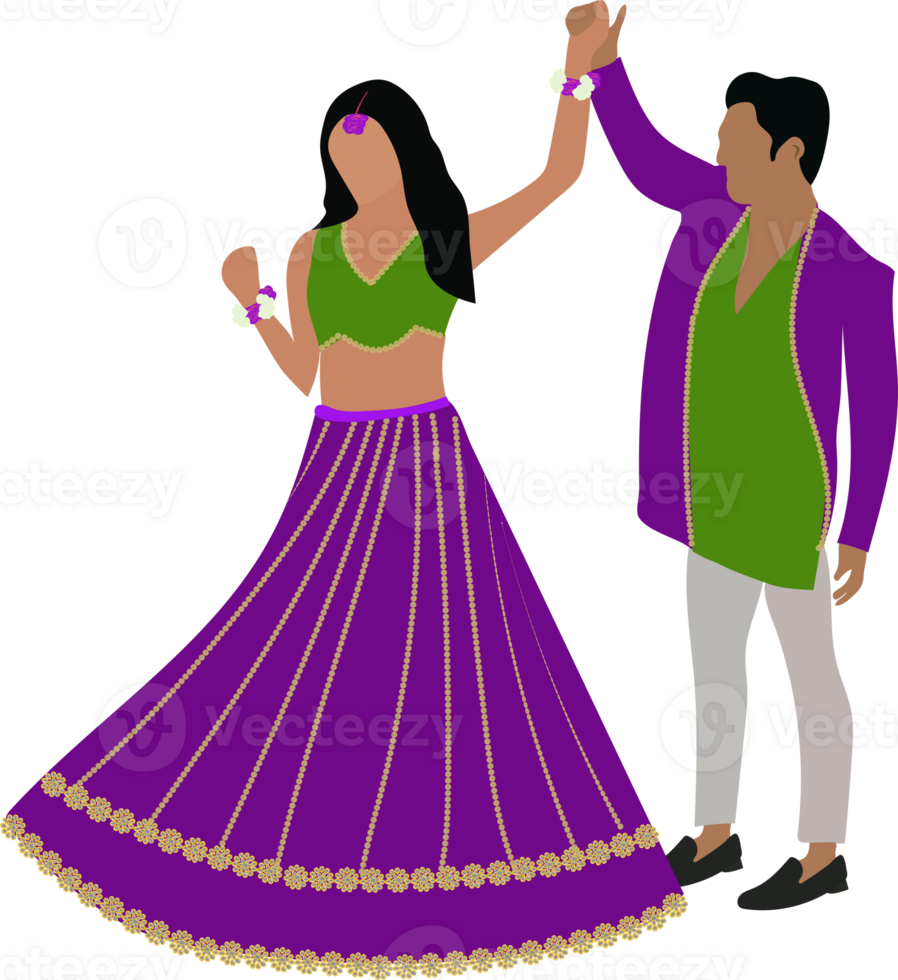 Indian wedding Couple Portrait for Haldi or Mehndi invitation, save the date png