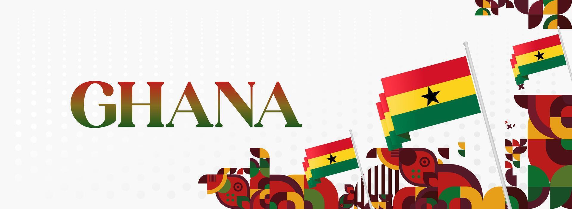 Striking Ghana Poster Design for Independence Celebration. Poster with a strong and colorful visual design, perfect for celebratory events. vector