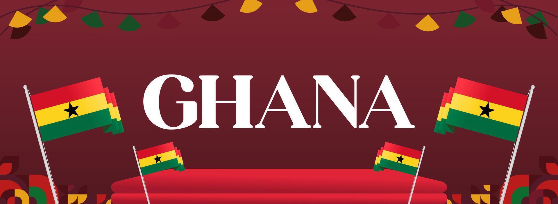 Express Your Ghana Independence Day Spirit Customizable Greeting Card Design. Share your festive spirit with this vibrant Ghana National Day template. vector