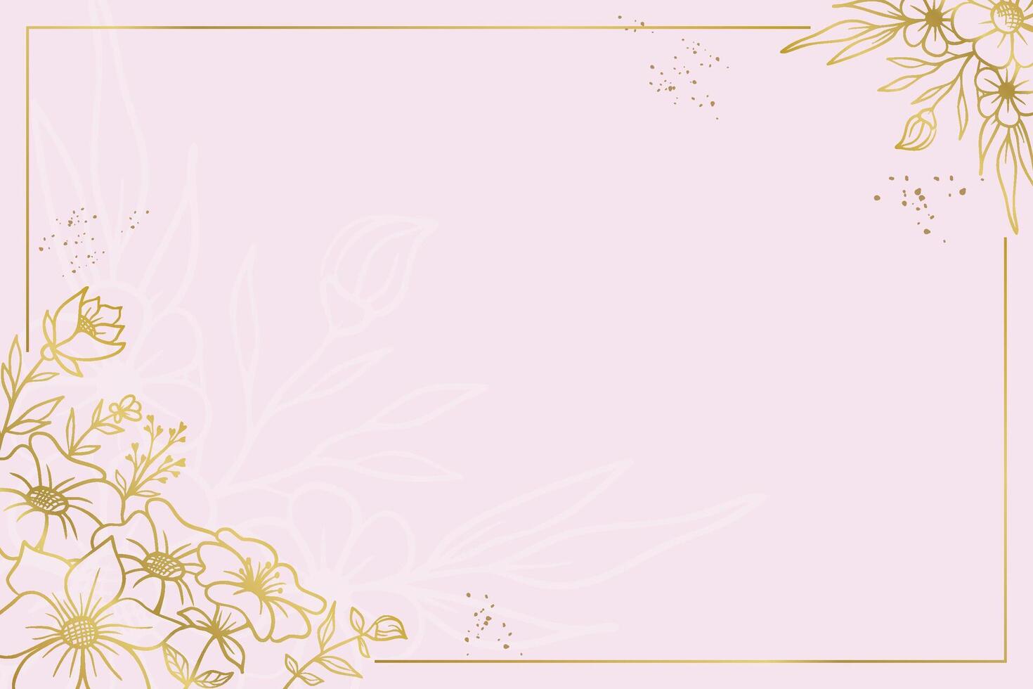 hand drawn botanical floral background elegant gold decorative flower and leaves design vector