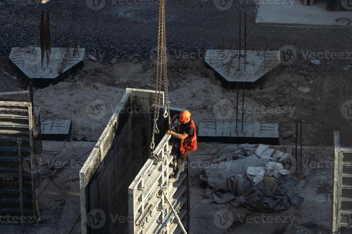 Construction worker at construction site photo