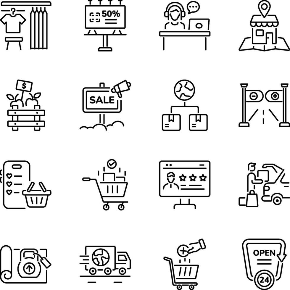 Set of Buy Linear Style Icons vector