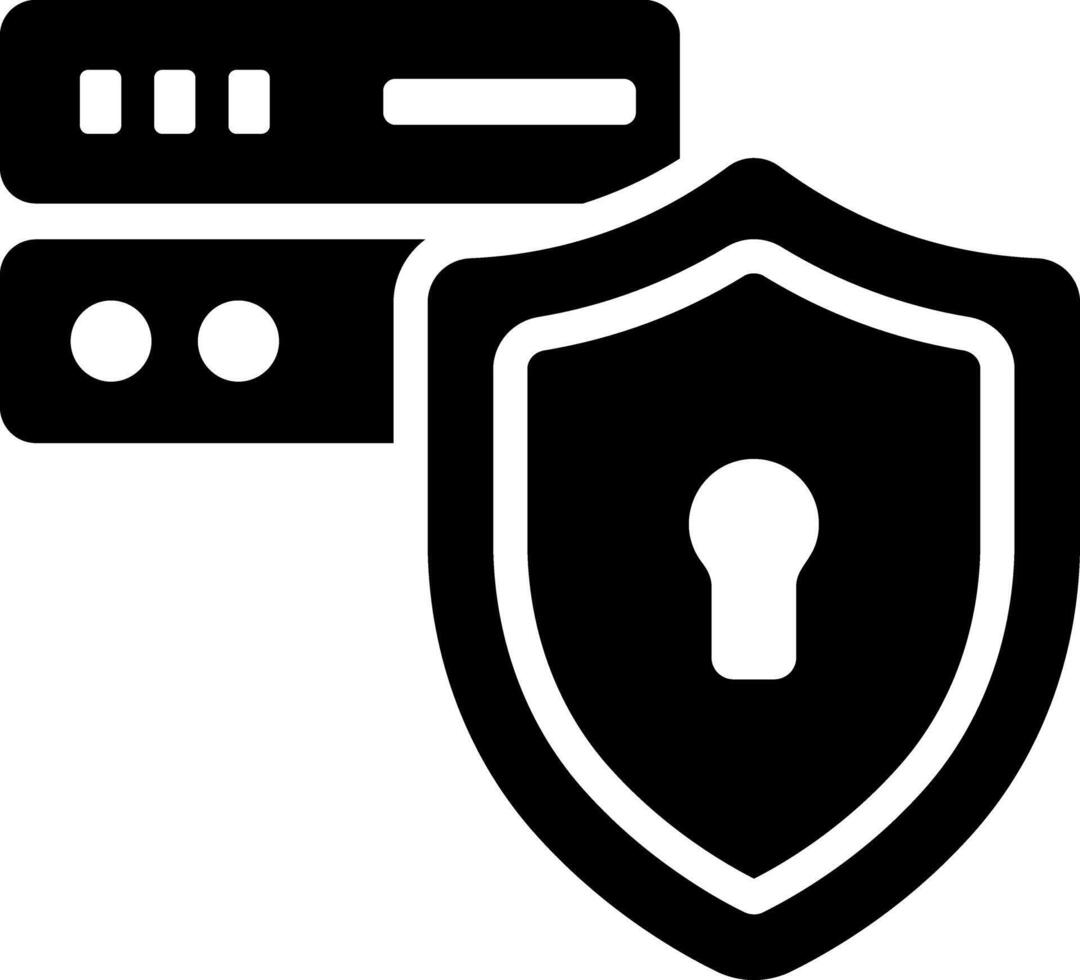 A filled style icon of secure server vector
