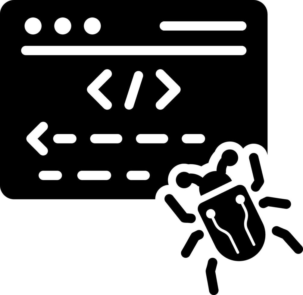 codificación error icono en glifo estilo vector