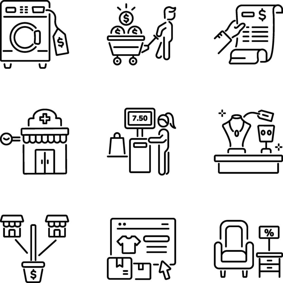 Pack Marketplace Linear Style Icons vector
