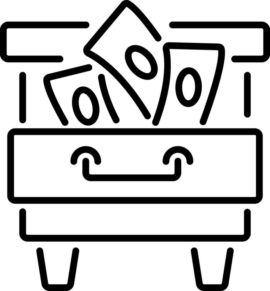 Cash drawer icon in outline style vector