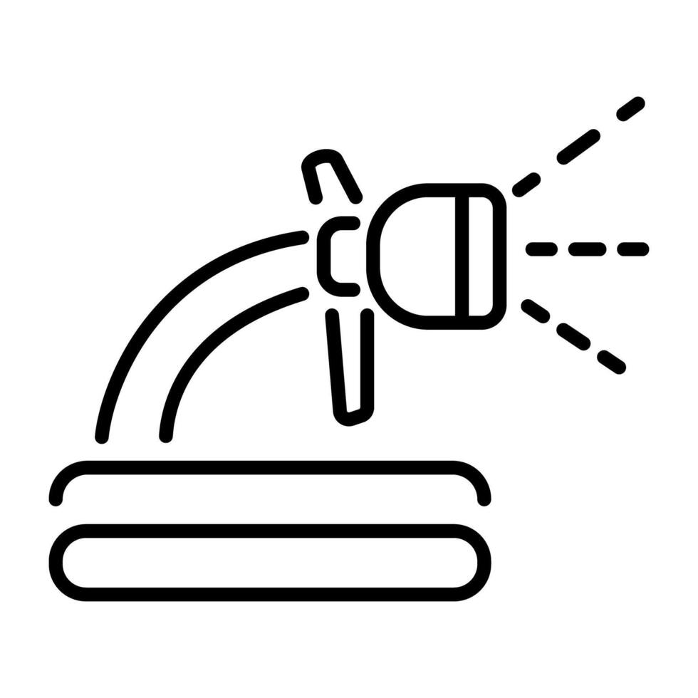 A linear icon of a garden hose spraying water vector