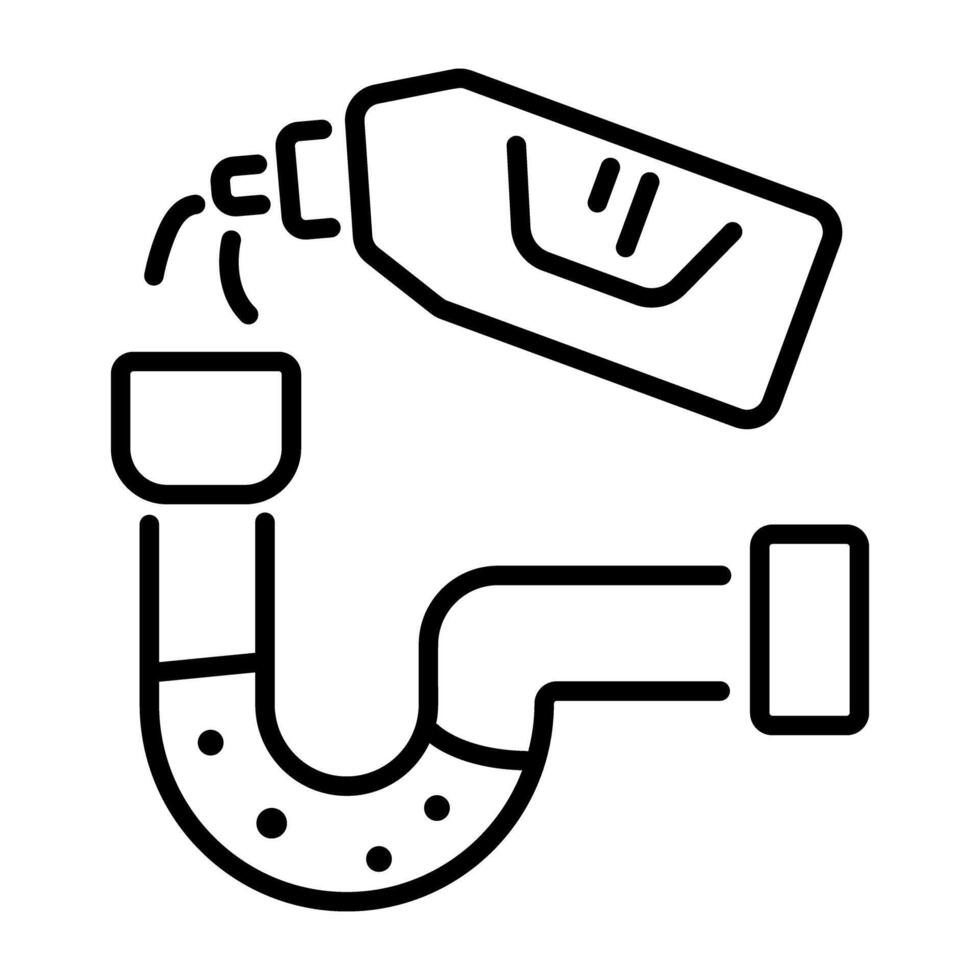 A linear icon of cleaning drain with a cleaner vector