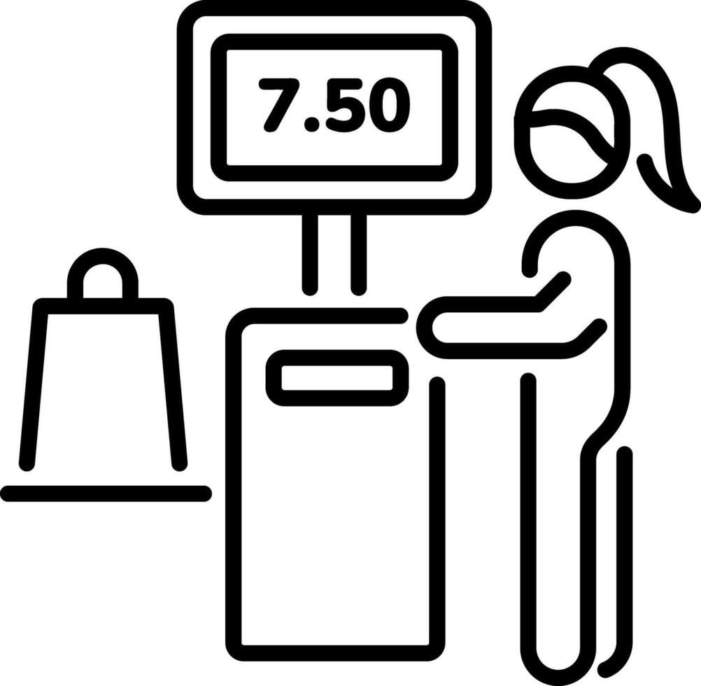 Self checkout icon in line style vector