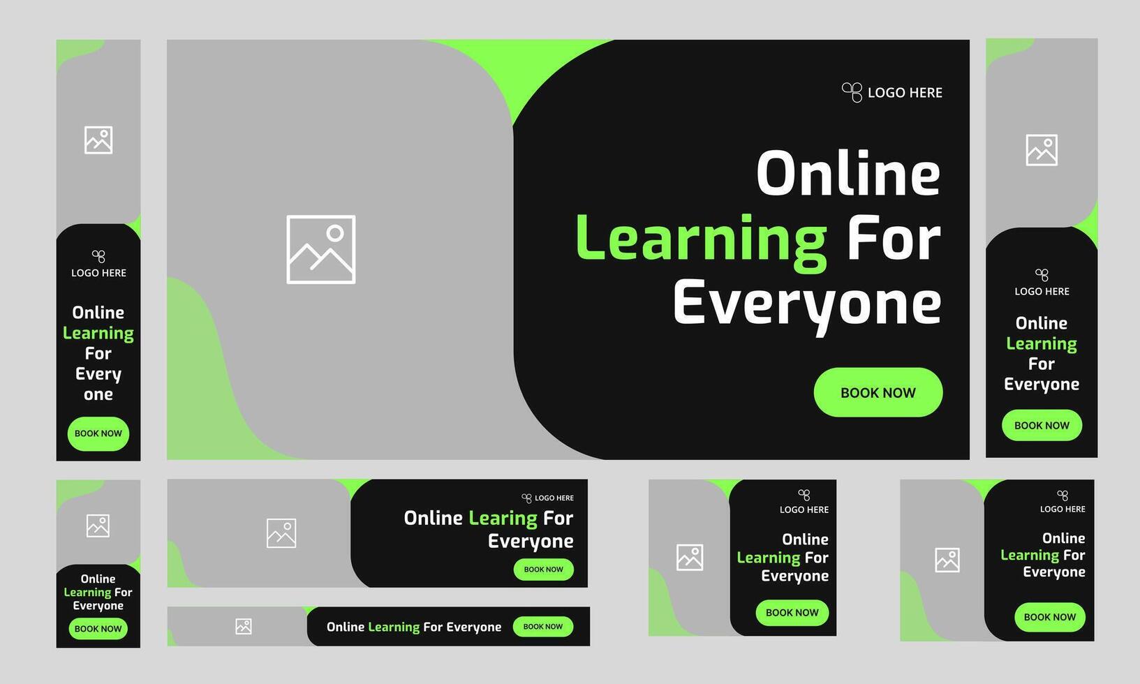 Online education web set banner design for social media post, learning system web bundle banner design, editable eps 10 file format vector