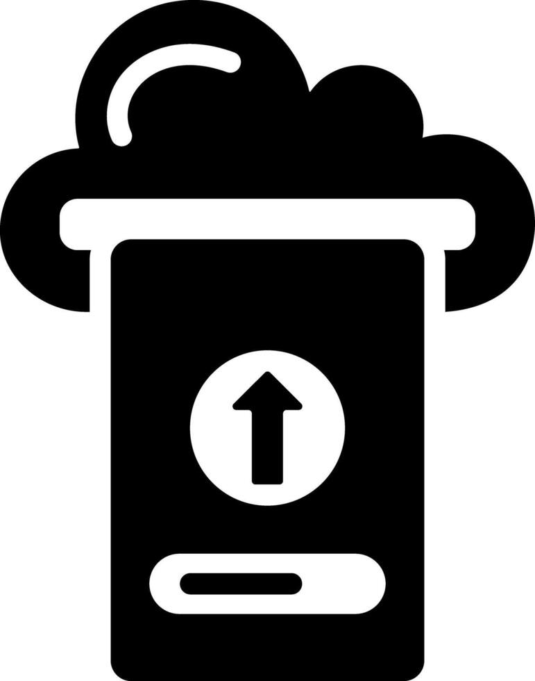 File upload icon in glyph style vector